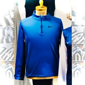 NIKE | L | Men’s ThermaFit Royal Blue Quarter 1/4 Zip Longsleeve Fleece Layer
